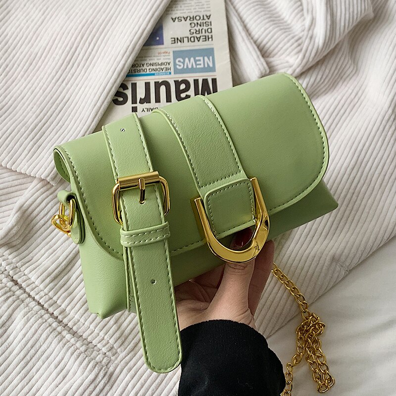 Bolso cruzado cuadrado de color sólido para mujer, bandolera pequeña de pecho de cuero PU, bolso de , bandolera de hombro, novedad de: Verde
