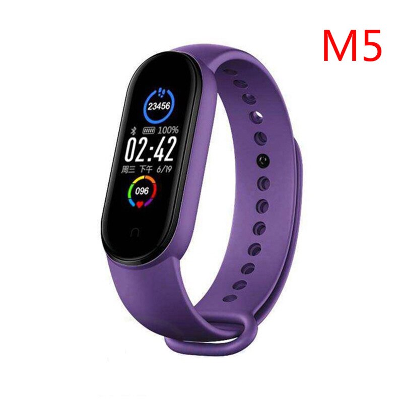 Smart Band M5 Smart Armband IP67 Waterdichte Smarthwatch Bloeddruk Fitness Tracker Smartband Fitness Polsbandjes: M5 purple