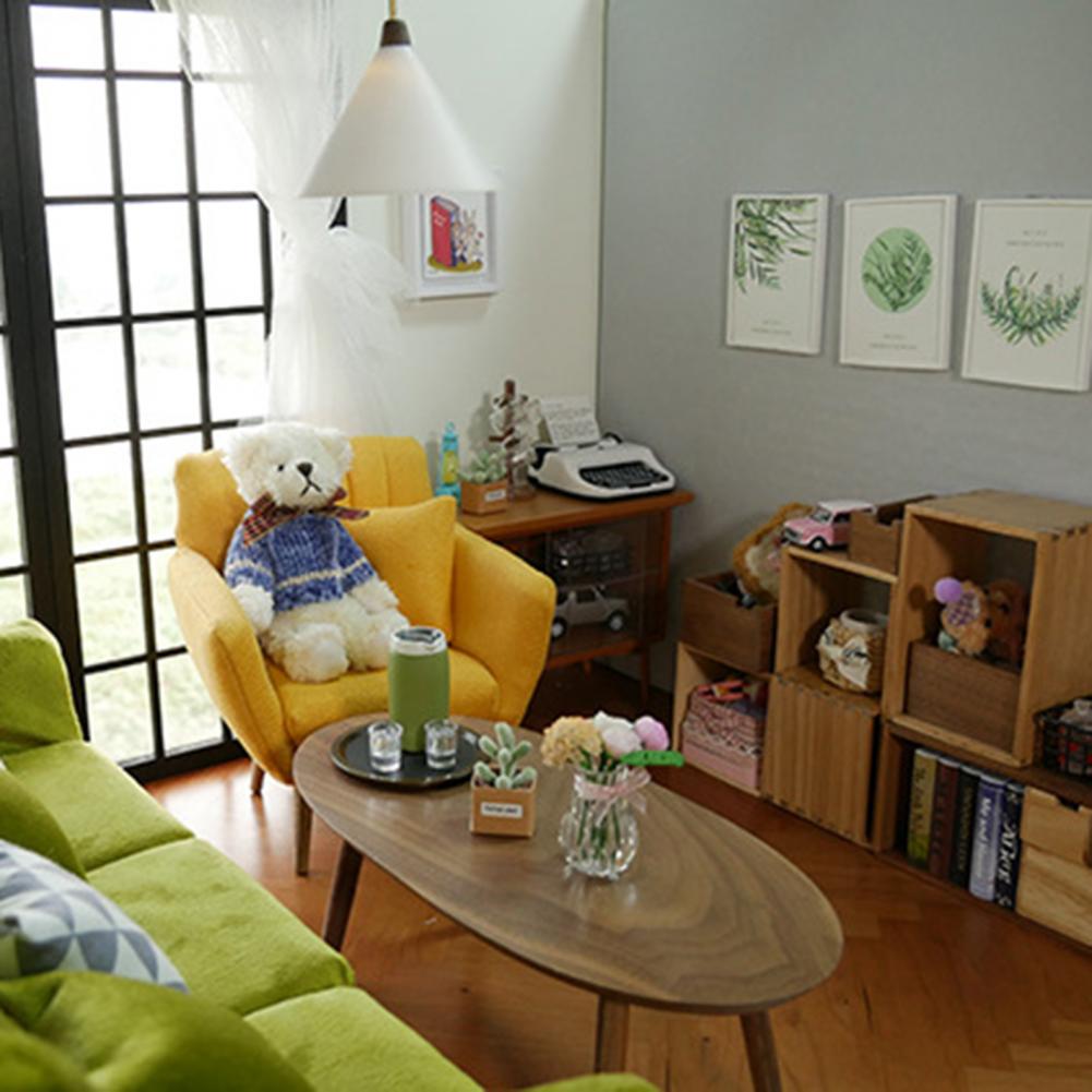 2Pcs 1/12 Dollhouse Mini Meubilair Vaas Model Speelgoed Miniatuur Landschap Home Decor Ornament Speelgoed