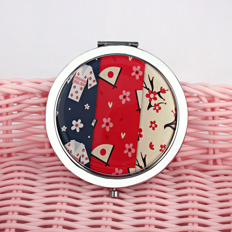 Mini tosidet spejllomme rundt spejl bærbart rensdyr flamingo spejl forfængelighedsspejl vintage makeup værktøj rejsetilbehør: 9