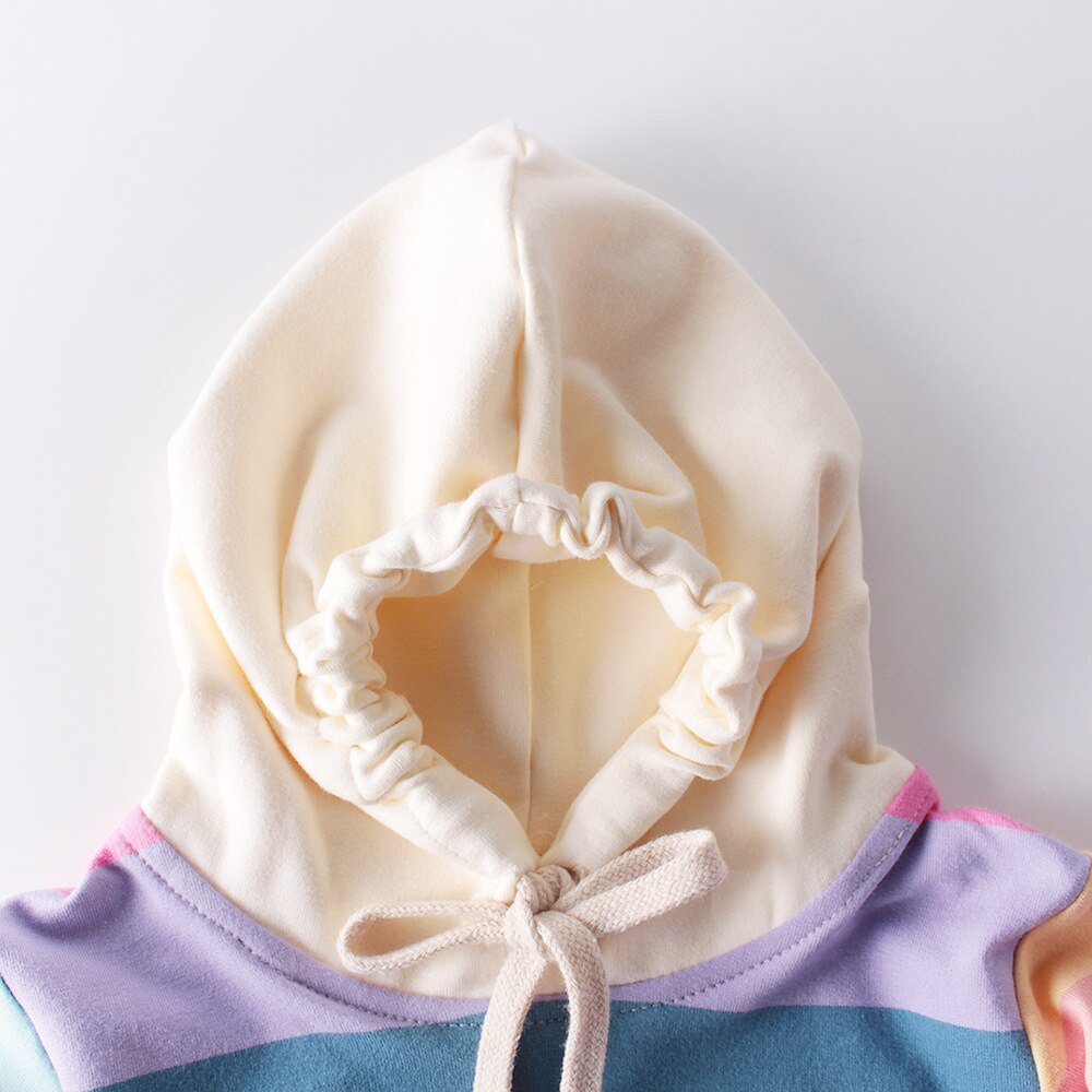 Baby Girls Rainbow Rompers Kids Boys Cartoon Newborns Autumn And Winter Kids Long Sleeve Hooded Toddler Jumpsuit Outfits
