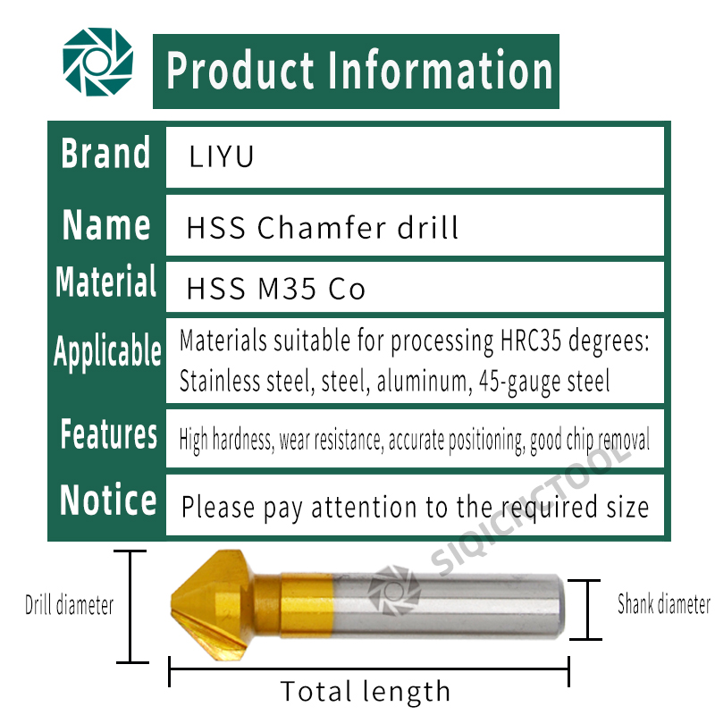 HSS Chamfer Chamfering Cutter End Mill Tool Countersink Drill Bit Set To Wood Stell Chamfer Cutter Power Tool 3 Flute 90 degree