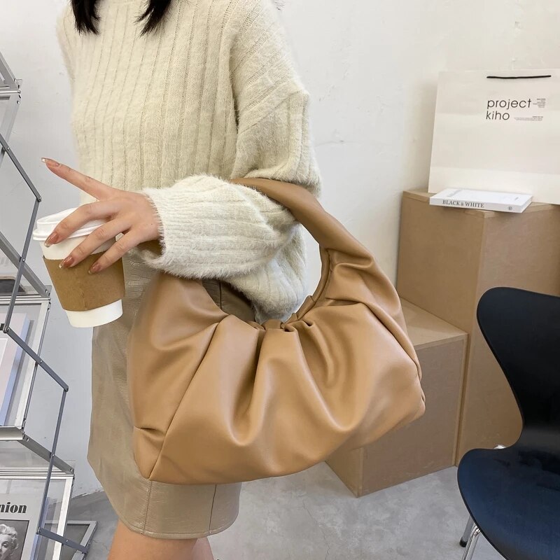 Bolso De hombro De lujo para mujer, bolsa De mano femenina con pliegues, a la , suave, Torebka,