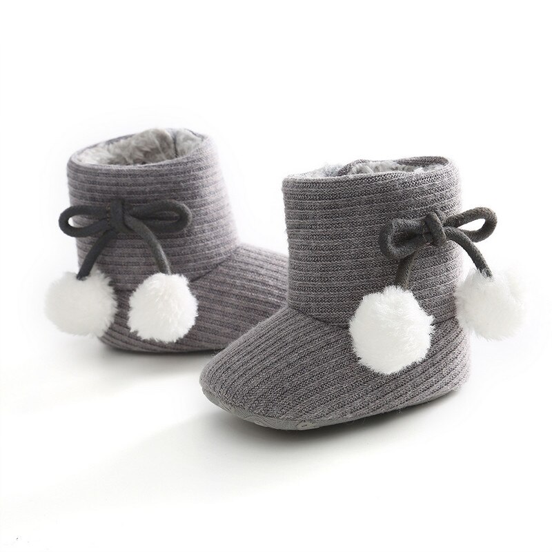 Baby Winter Warme Laarzen Schoenen Meisje Jongens Solid Mode Peuter Eerste Wandelaars Kid Laarzen Schoenen Fuzzy Ballen Kid schoenen 0-18M