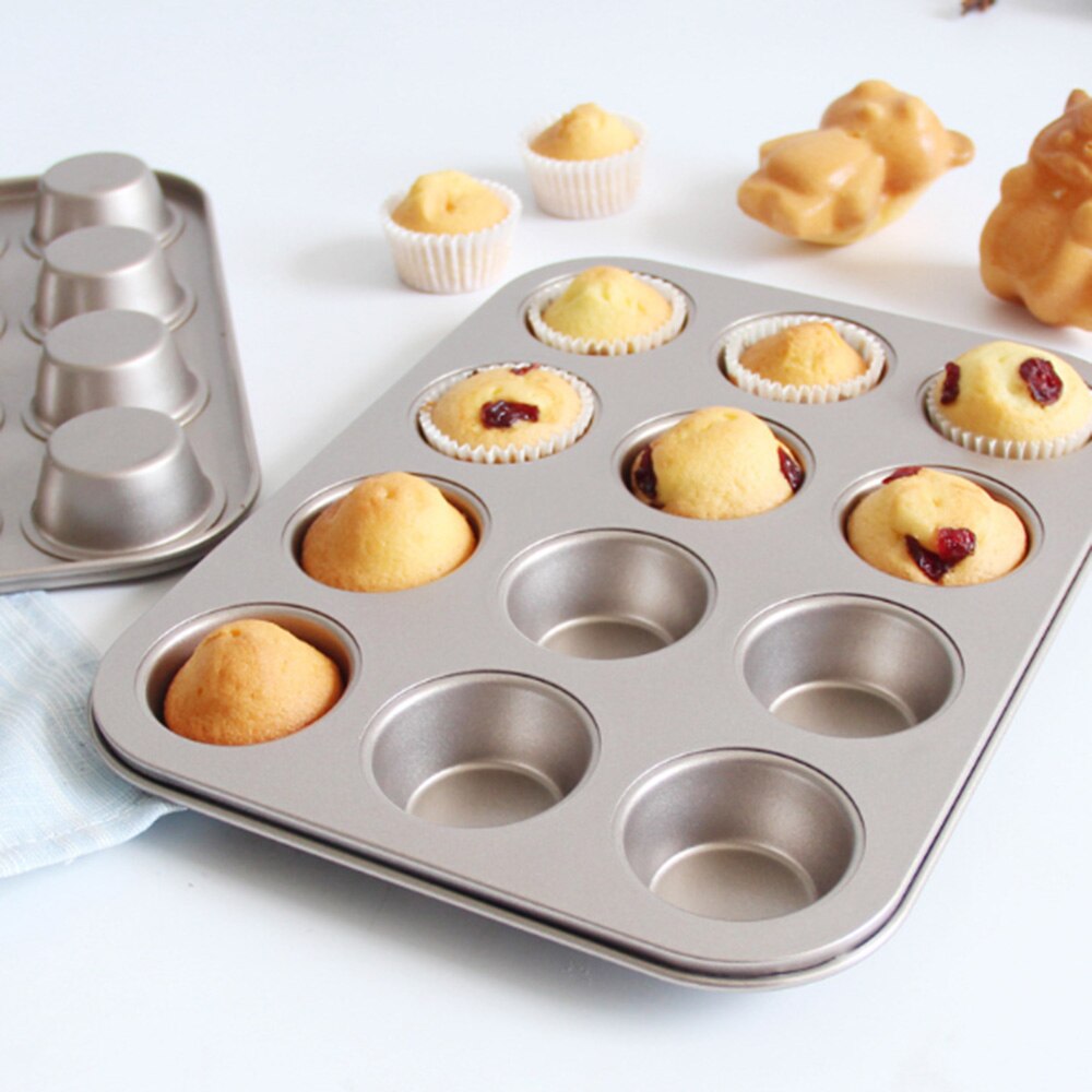 Cupcake Baking Tray 6.6cm 12 Cavity DIY Cup Cake Mold Stainless Steel Dish Muffin Mould Round Biscuit Pan Oven Bakeware Tools