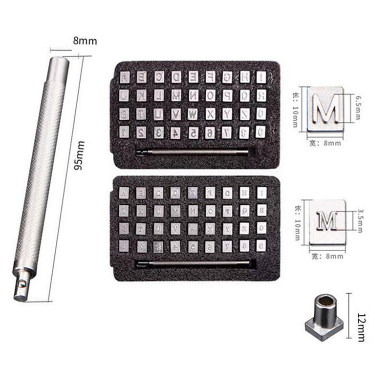 Juego de estampado de cuero con letras y números del alfabeto, perforadora de acero de 3,5/6,5mm, herramienta para artesanía de cuero, 36 piezas