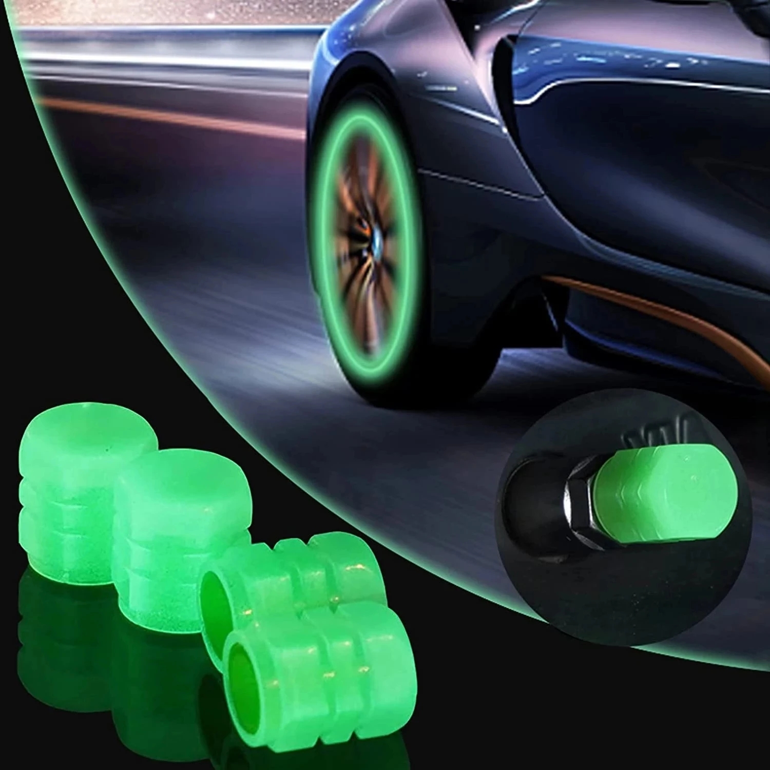 Bouchons de Valve lumineux Fluorescent rouge nuit brillant voiture moto roue de vélo style moyeu de pneu bouchon universel décor