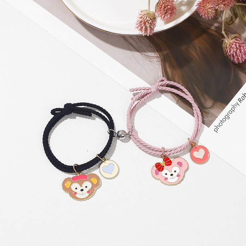 Romântico 2 pçs/set Ímã Pulseira Casal Bonito Do Cão Do Gato Pingente Braslet BFF Amigo Braclet Pulseras Brazalete Emparelhado Presente Para O Amor: Monkey