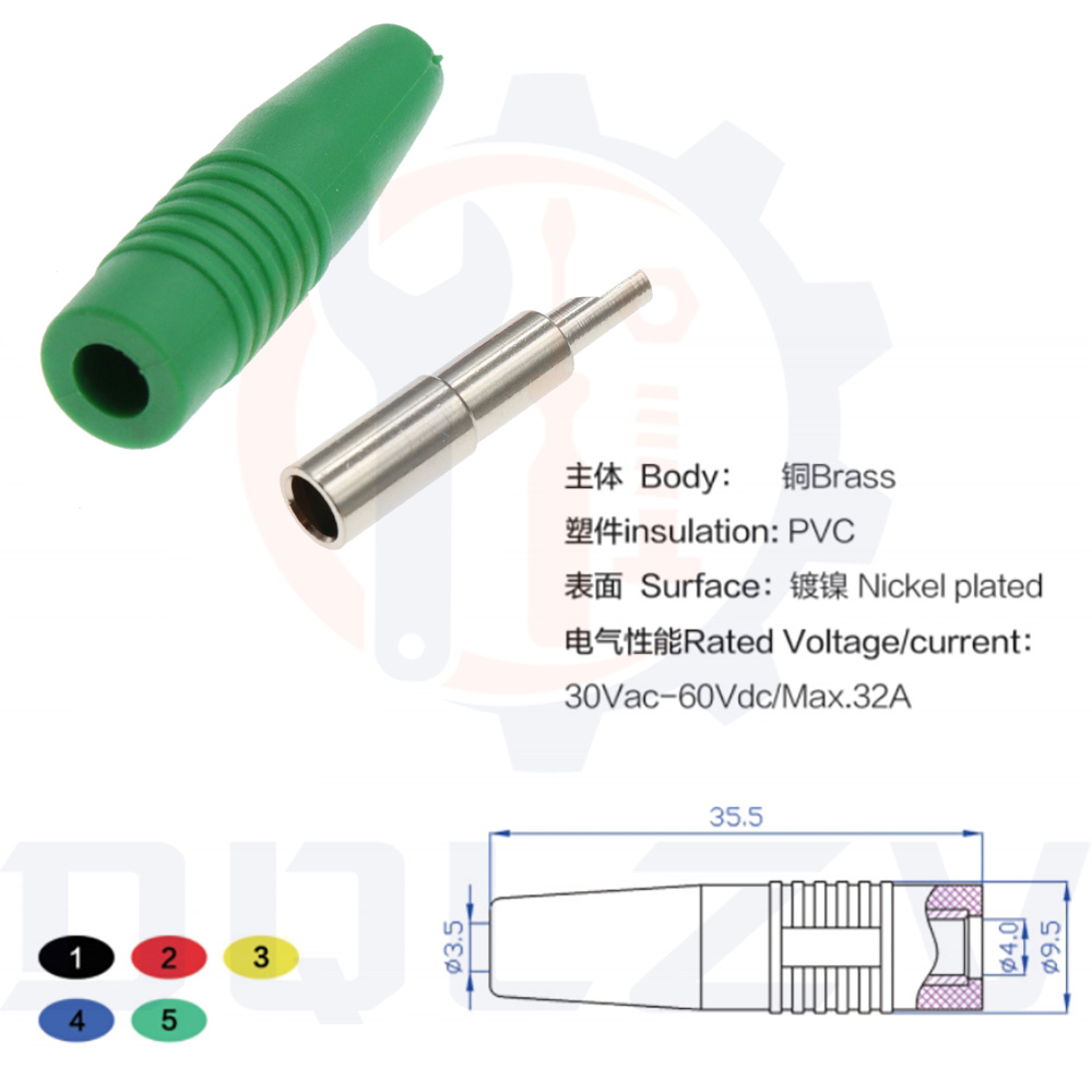 4mm bananenstecker, isolierte buchsen, lötanschluss, messing