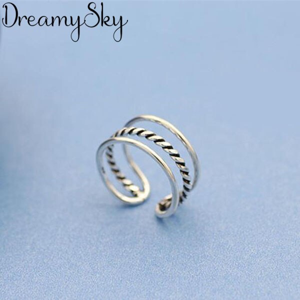 Vintage Eenvoudige Zilveren Kleur Geometrische Multilayer Ringen Voor Vrouwen Engagement Verklaring Vinger Ring