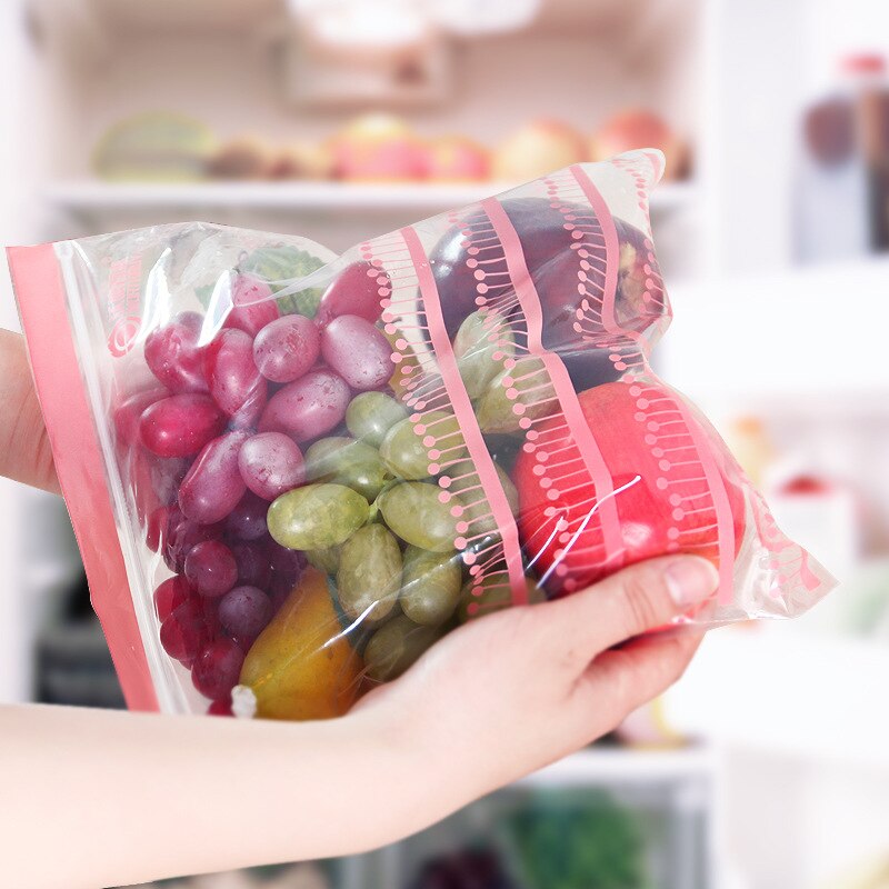50 stk/batch gjenlukkbar plastemballasje glidelås ferskpakke kjøleskap frossen mat oppbevaringspose reise snacks oppbevaringsboks