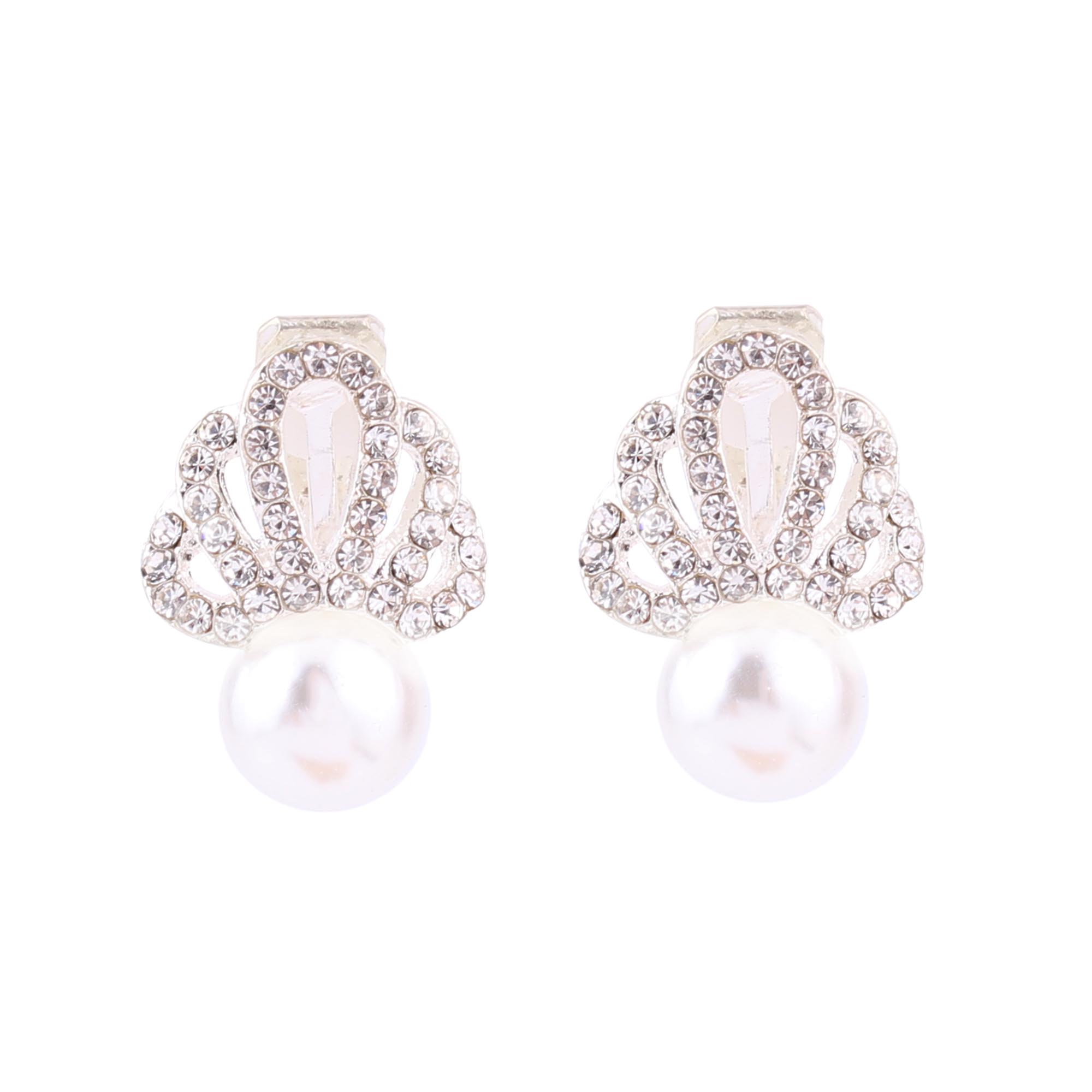 WENHQ Simulated Pearl Rhinestone Earrings Cute Clip on Earrings Non Piercing Earrings for Women No Hole Ear Clip: Style 1