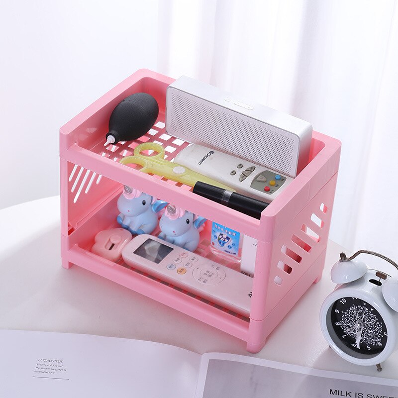 Bureaublad dubbele laag plastic opberghouder cosmetische doos keuken badkamer bureau plank organizer kantoorbenodigdheden schrijfwaren