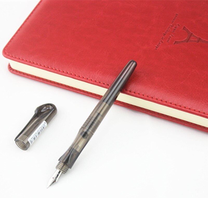 JINHAO-pluma estilográfica de metal swan de , pluma transparente de tinta de 0,5mm, papelería, suministros escolares de oficina, para nuevos estudiantes: transparent black