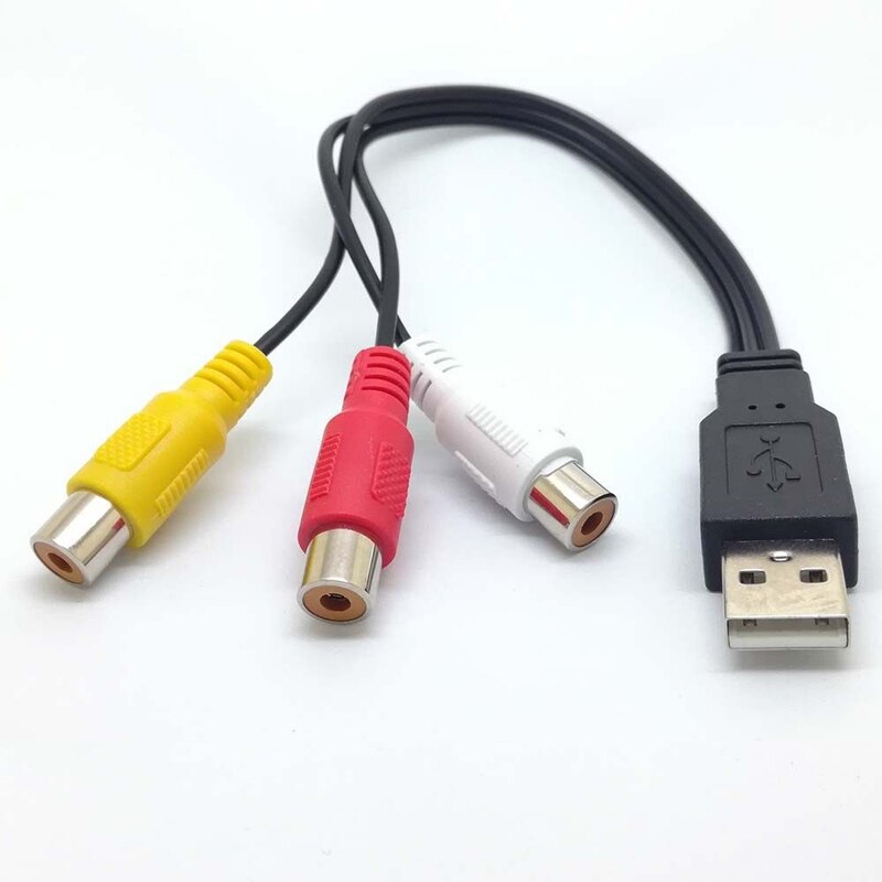 30cm usb han  to 3 rca video av konverter kabel passer til hdtv tv tv pc