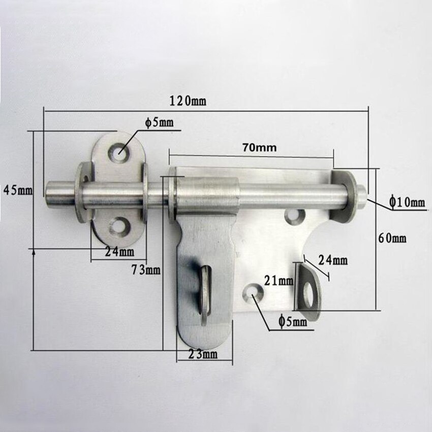Roestvrij Stalen Deur Bouten Met Lock Gesp, Anti-Diefstal Links Rechts Bolt Gate Veiligheid Deur Klink, huishoudelijke Schuifdeur Lock Bolt: 1