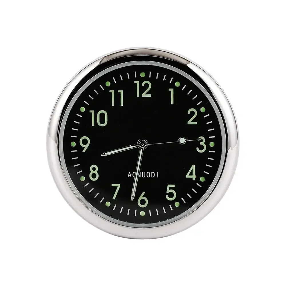 40Mm In-Car Mini Lichtgevende Auto Klok Auto Auto 'S Interne Stick-On Horloge Mechanica Quartz Klokken Auto Ornament Digitale Klok: green