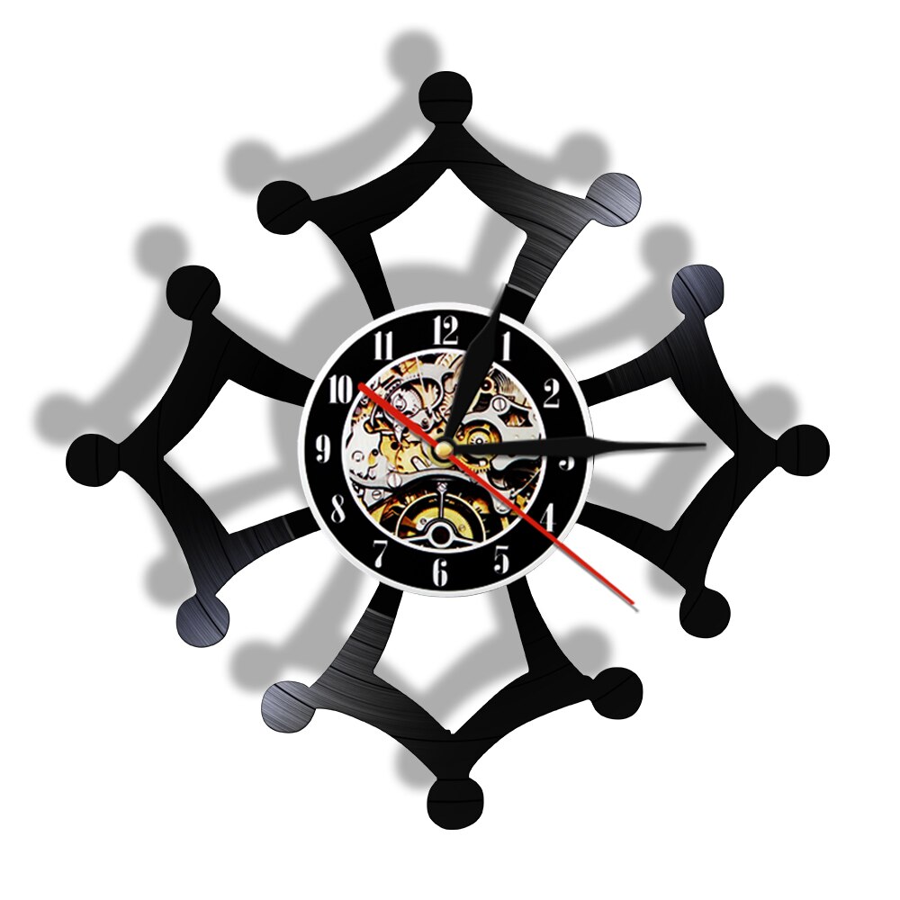 Reloj de pared Croix ocitane Vintage de vinilo LP con grabación, reloj de cuarzo con símbolo de ociania, reloj de barrido silencioso con luz de fondo LED, lámpara de humor: No LED