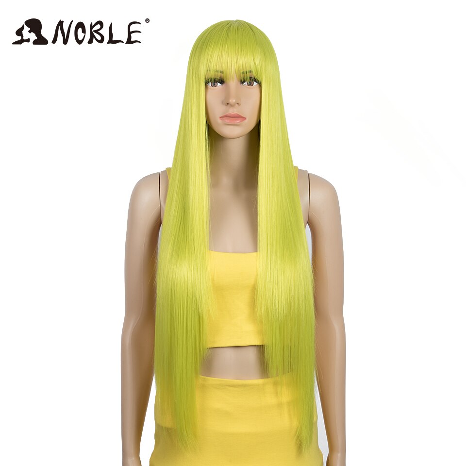 Noble Synthetische Pruik Met Pony Lange Rechte Pruik Ombre Blond Pruik Gekleurde Pruik Pruik Voor Vrouwen Cosplay Pruik Hittebestendige voor Vrouwen: QTLEMON