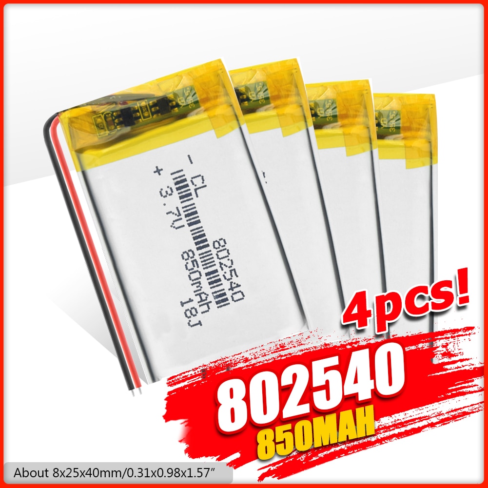 1/2/4 sztuk 802540 850mAh bateria litowa 3.7V akumulator 40x25x8mm litowo-polimerowy baterii li-po z Pcb zabezpieczenie przed ładowaniem