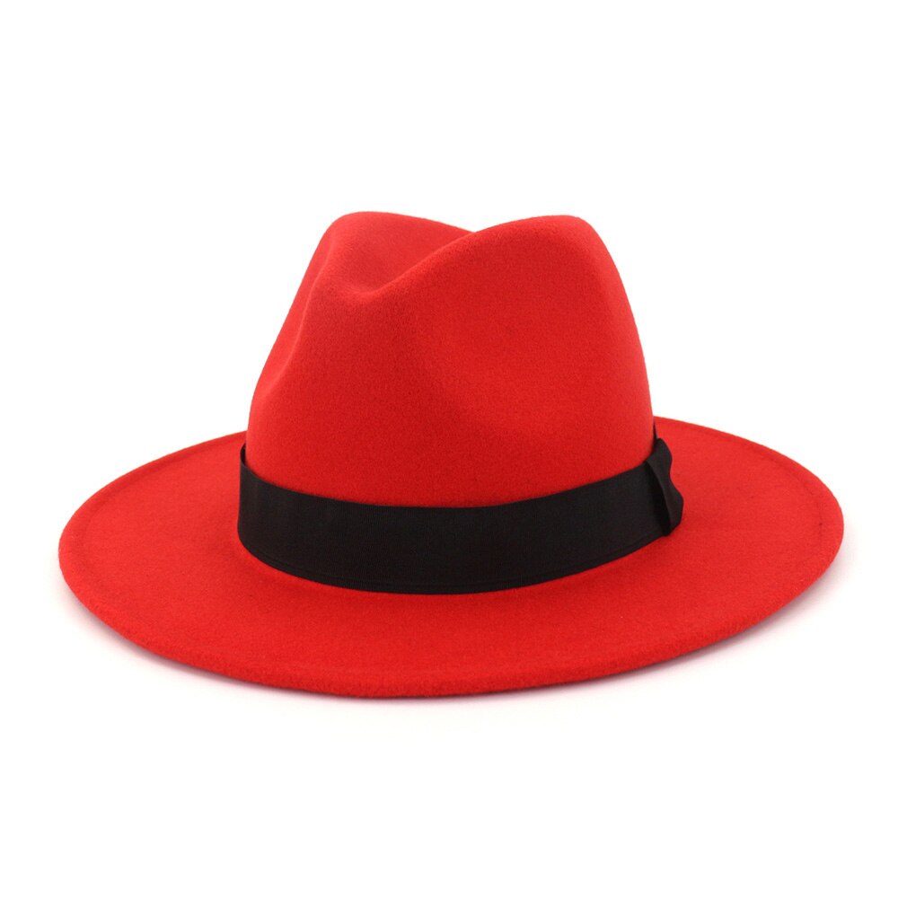 Fs ullgrå svart fedorahatt klassisk bred hatt herre kvinner vintage topp jazzhatt bowler sombrero filthette med bånd