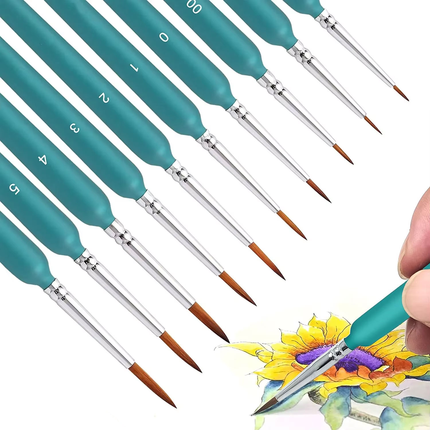 10/11pcs Miniature Paint Brushes, Detail Tip Paint Brushes Set With Ergonomic Handle - Suitable For Acrylic Painting, Oil, Wat: WHITE
