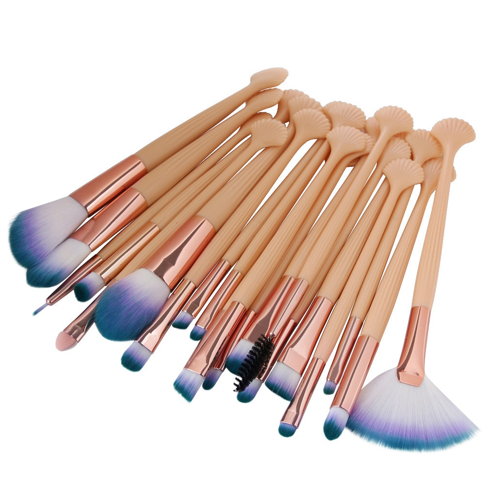 20 Stuks Make-Up Kwasten Set Foundation Oogschaduw Blending Lip Fan Shell Make Up Brush Kit Synthetisch Haar Set Voor vrouwen