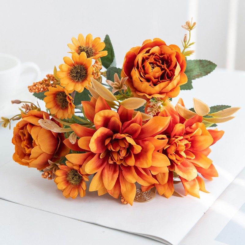 1 unidad, , flor Artificial de seda, Dahlia, rosa, Margarita, decoración navideña para el hogar, bonsái, habitación, boda, ramo de novia, caja Diy para