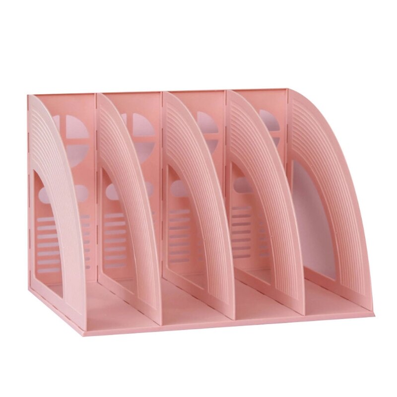 Porte-fichiers Vertical à 3 ou 4 grilles, porte-documents de bureau, support Vertical, bouchon de livre, accès par traction, papeterie de bureau: Pink B