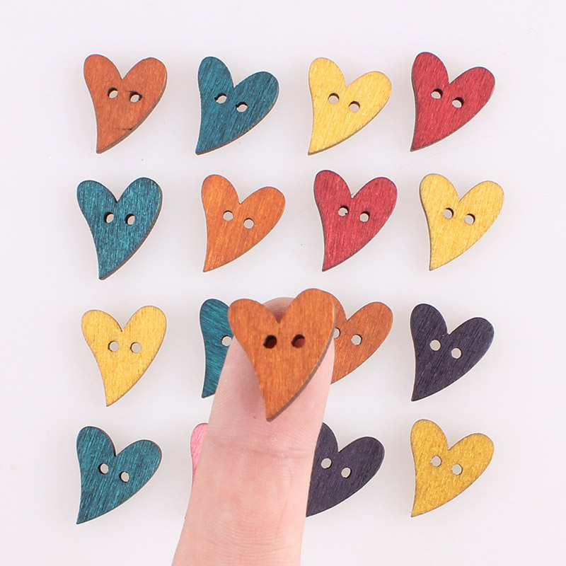 Botones de corazón hechos a mano para ropa de niña, bricolaje, decoración, costura, manualidades, botones de costura, accesorios, 100 Uds.