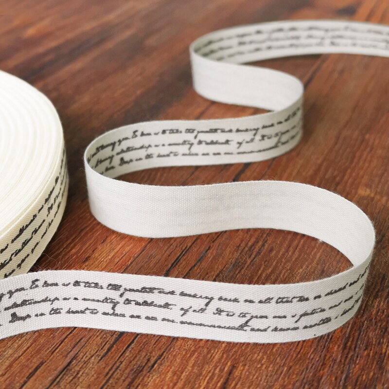 100meter Handschrift Woorden Katoen Lint Naaien Tape Stof Singels Handgemaakte Lint Voor Cadeaupapier Party Jurk Naaien Lint