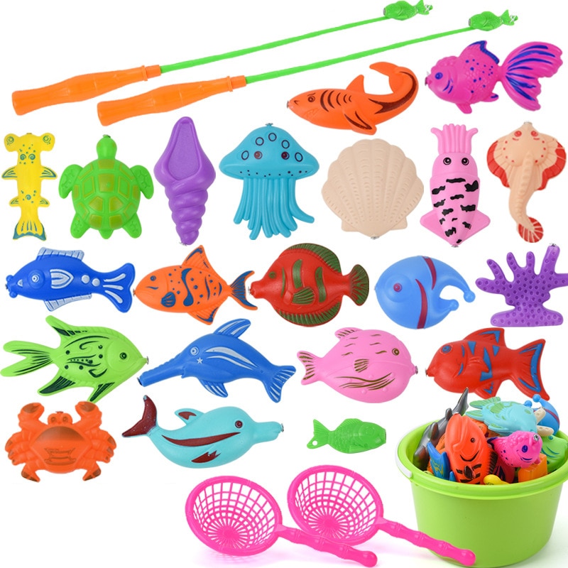 Kinderen Jongen Meisje Vissen Speelgoed Set Magnetische Play Water Baby Speelgoed Vis Vierkante Voor Kinderen 25/26/39 stuks Zomer Pretend Huis