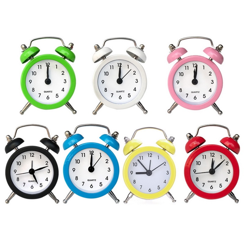 50mm Mini Alarm Clock Travel Bell Alarm Clock Analog Desk Clock with Bell Camping Outdoor Tools Small