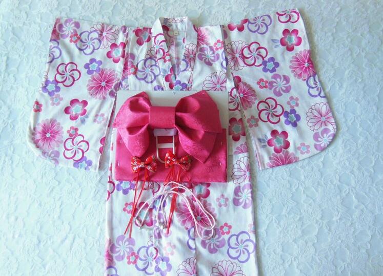 japanese traditional cotton Cosplay Kimono kawaii japan yukata kimono girl flowers kimono dress with obi
