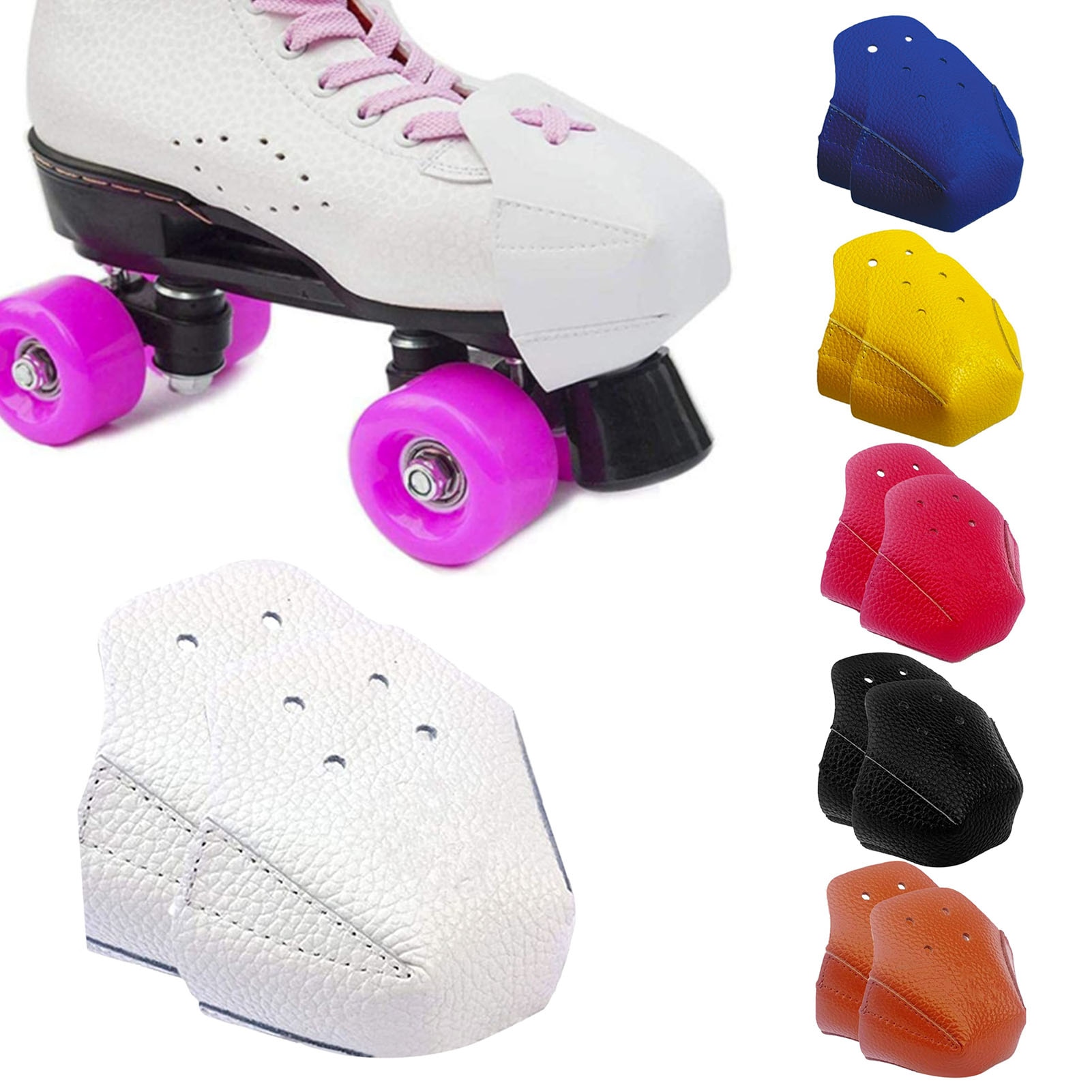 2Stck Rollschuhe Litschi aufbringen Leder Kappe Kappe Schutz Sechs Farbe Rollschuh Kappe Schutz