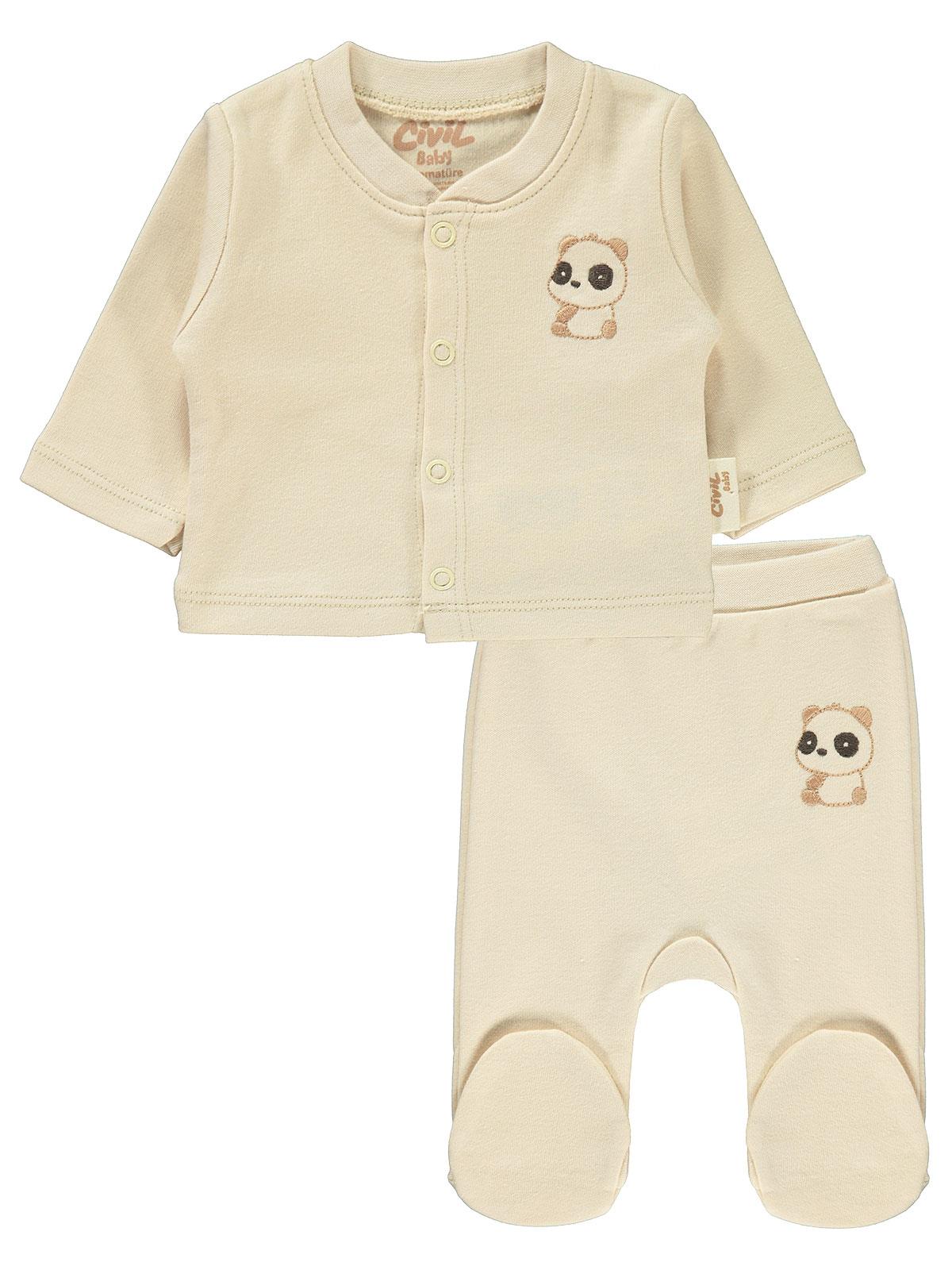 Civil Baby Premature Unisex Combed Cotton Pajamas Set Beige 100% Cotton