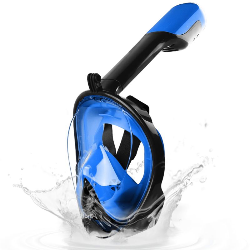 Máscara de buceo cara completa snorkel máscara subacuática antivaho pesca submarina máscara G92F: Dark Blue