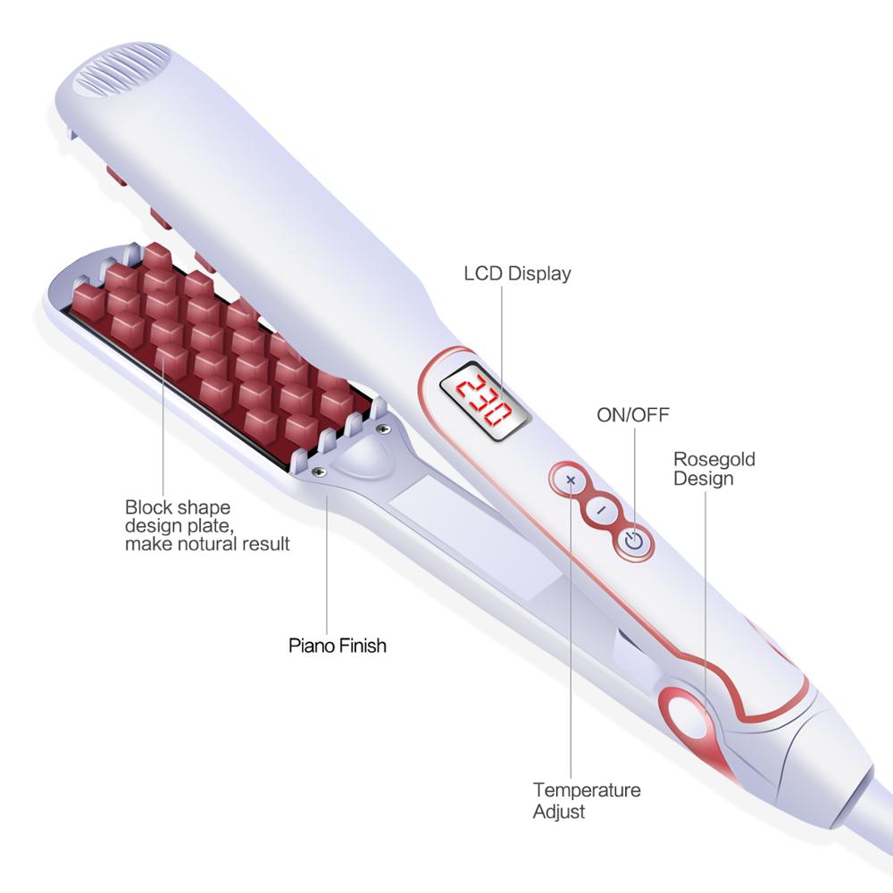 Fluffy Hair Straightener & Volumizing Iron Digital Flat Iron With LCD Display Electric Fluffy Styling Hair Lifter Salon Tool