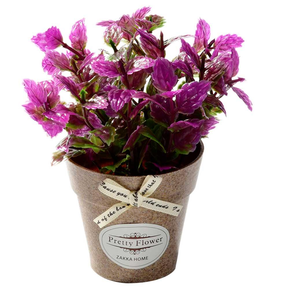 Small And Beautiful Pastoral Style Basil Crafts Artificial Flower Small Bonsai Set Artificial Plant Garden Home Decoration: U4466-3C