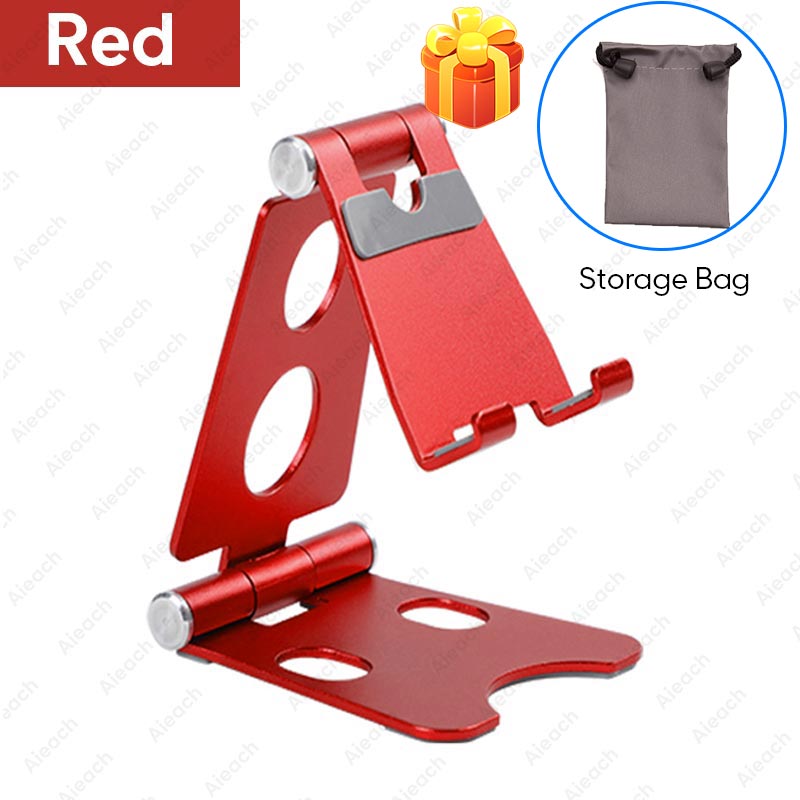 Aieach-Soporte plegable de aluminio ajustable para tableta, Soporte de escritorio para iPad, Samsung, Xiaomi, tableta: Double fold red