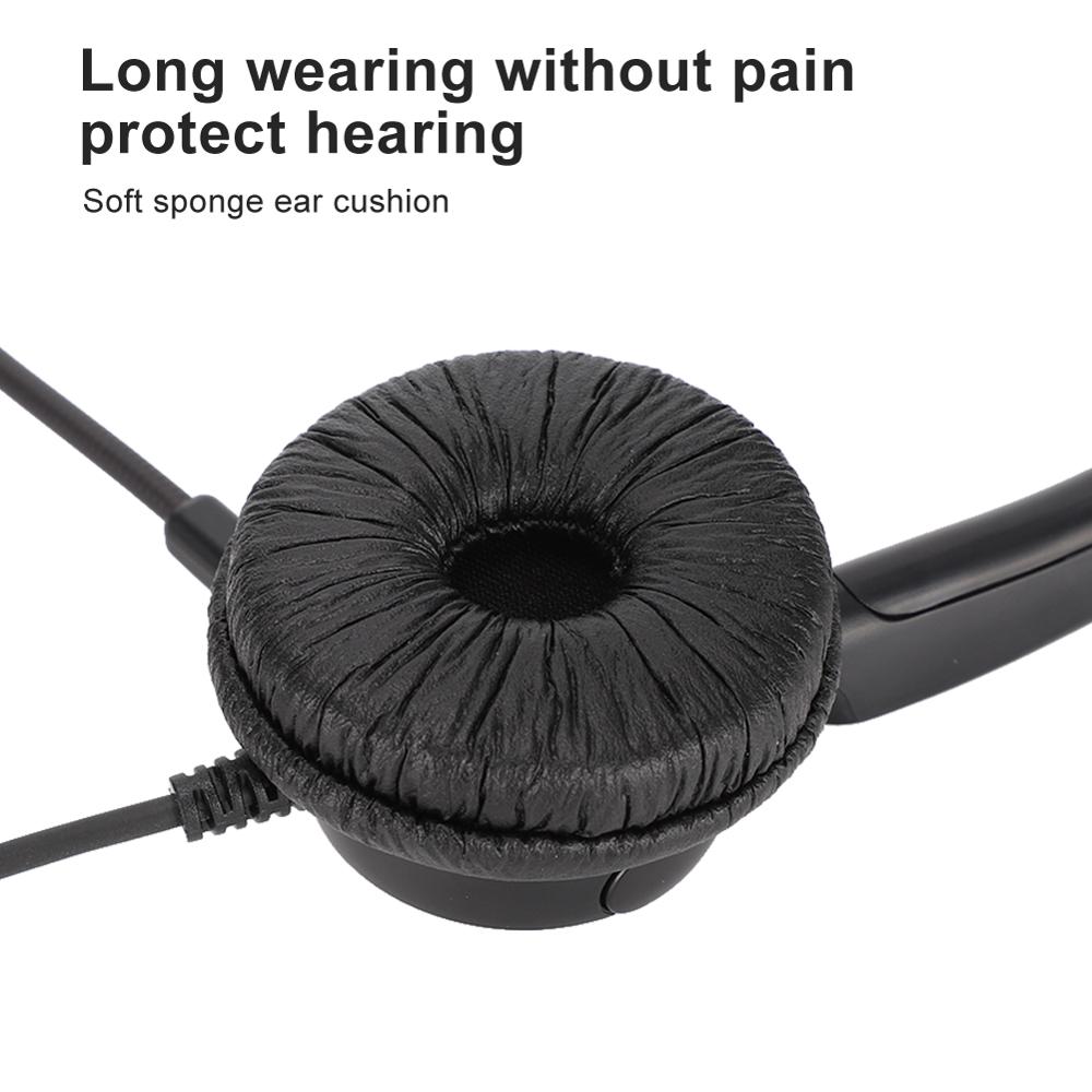 H500-VA Wired Call Center Headset with Microphone Telephone Operator Headset Adjustable Service Earphone Communication Headphone