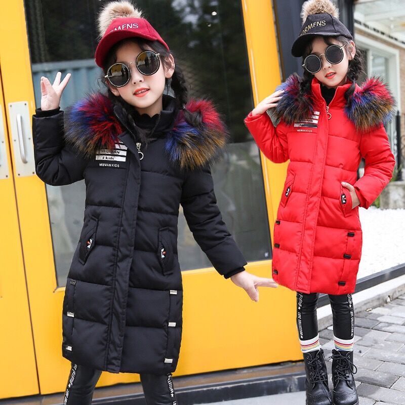 Winterjassen meisjes gewatteerde jas kinderen dikke katoenen jas capuchon bontkraag jassen kinderen dikker warme meisjes bovenkleding parka's