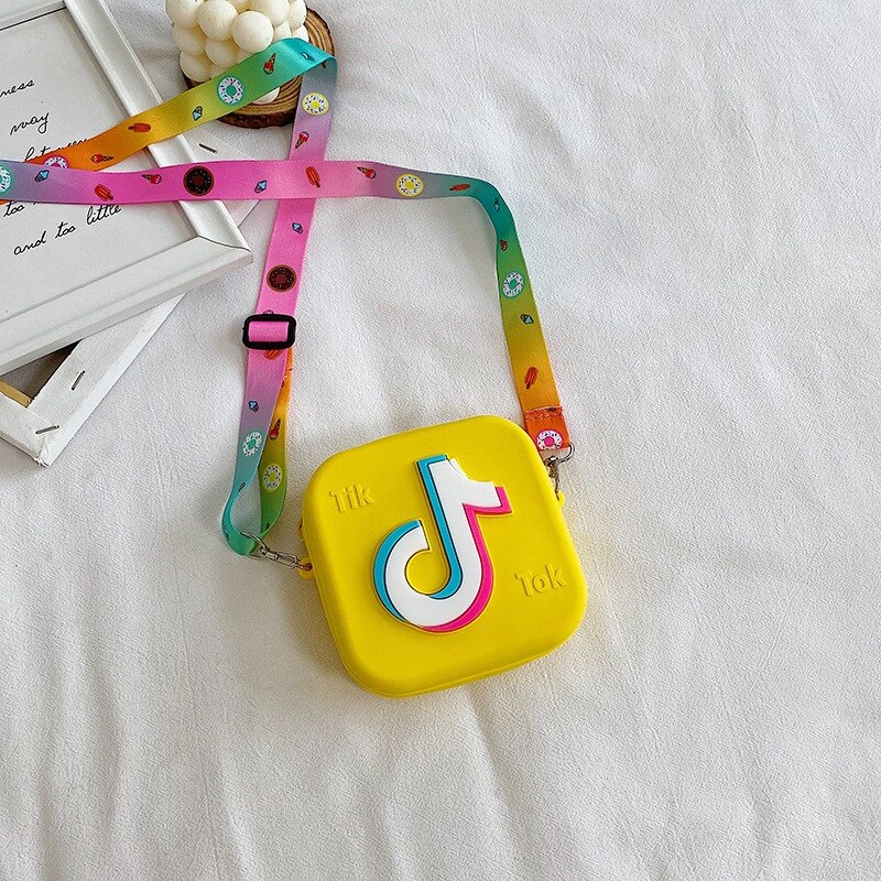 Silicone Tik-Tok Children's Bags for Girls Christmas Children's Bags Coin Purse Cosmetic Bag: YELLOW