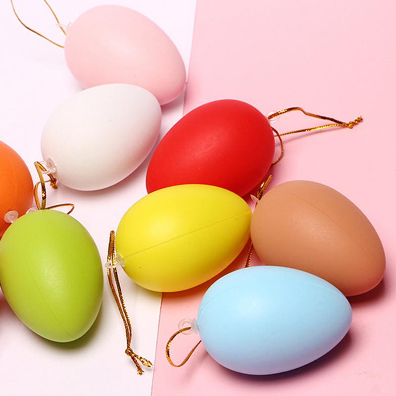 12 Packs DIY Pasen Plastic Eieren Opknoping kinderen Geschilderd Plastic Schelpen Simulatie Eieren