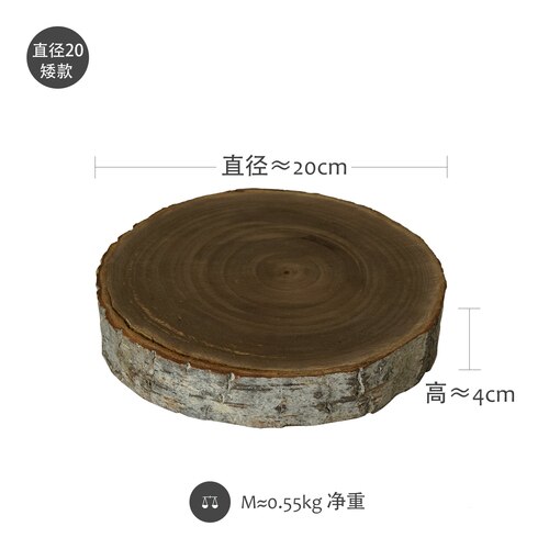 Bandeja de pastel de madera Lod, platos para magdalenas de boda con corteza de árbol, bandeja de madera para exhibición de pastel Ma Caron, accesorios de fotografía, herramientas para repostería casera: Dia 20 S