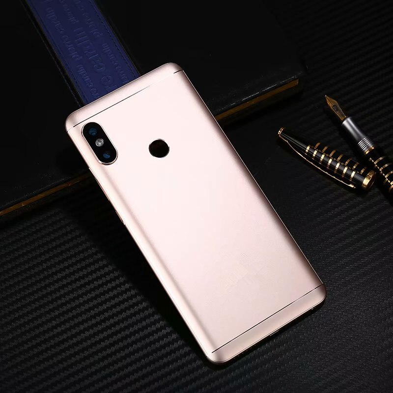 Carcasa Original para Xiaomi Redmi Note 5 / Note5 Pro, cubierta de batería de Metal para reparación, reemplazo de la carcasa trasera de la puerta trasera + logotipo de la Cámara de botón: Dorado