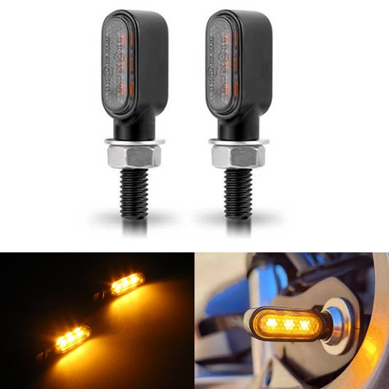 Clignotant de moto 12V 8mm LED clignotants indicateur clignotant lumières 3LED 6LED pour Honda pour Yamaha pour café Racer: WHITE