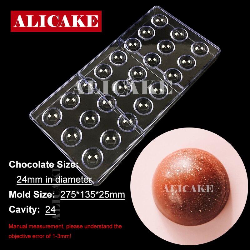 3D Polycarbonaat Chocolade Mallen Gereedschap Lade Vorm Mal Voor Chocolade Bar Cakevorm Zoetwaren Bakken Gebak Bakkerij Gereedschap: 24mm