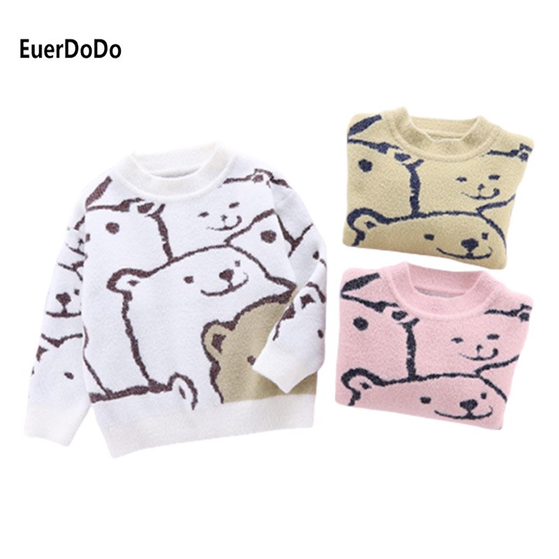 Xxx garçons filles bébé pull ours imprimer enfant en bas âge hauts pulls 1-6Y enfants vêtements d'extérieur tricotés automne hiver vêtements