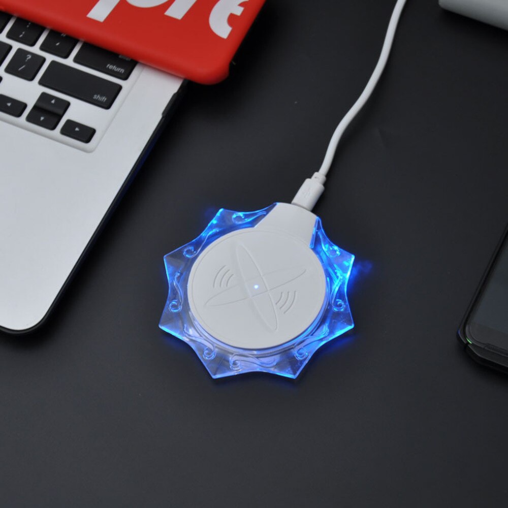 Draadloze oplader voor iphone en android qi-oplaadpad, ultradunne, verlichte, kristalheldere draadloze oplaadpad
